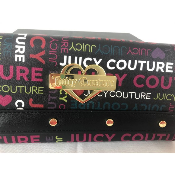 Juicy Couture Women's Wallet Clutch Black Logo Pattern New - Picture 2 of 8